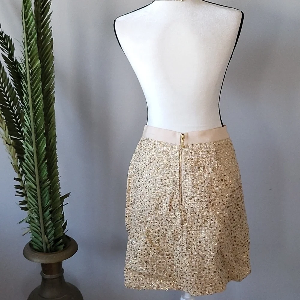 kate spade skirt the rules gold metallic sequined tweed skirt
